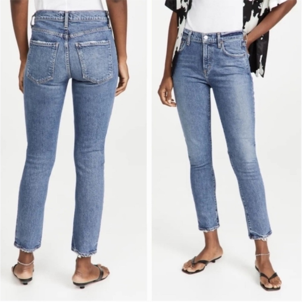agolde toni mid rise straight jean, size 26